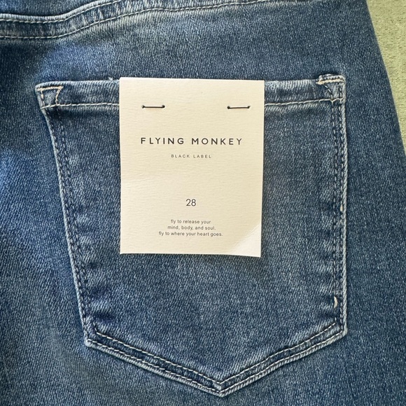 NWT Flying Monkey Jeans Dark Blue Denim Jeans Size 28 - Picture 7 of 9